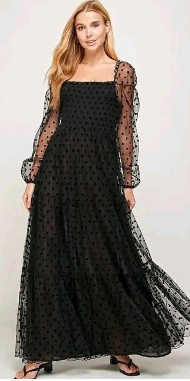 Black Polka Dot Dress See And Be Seen Medium New With Tags
